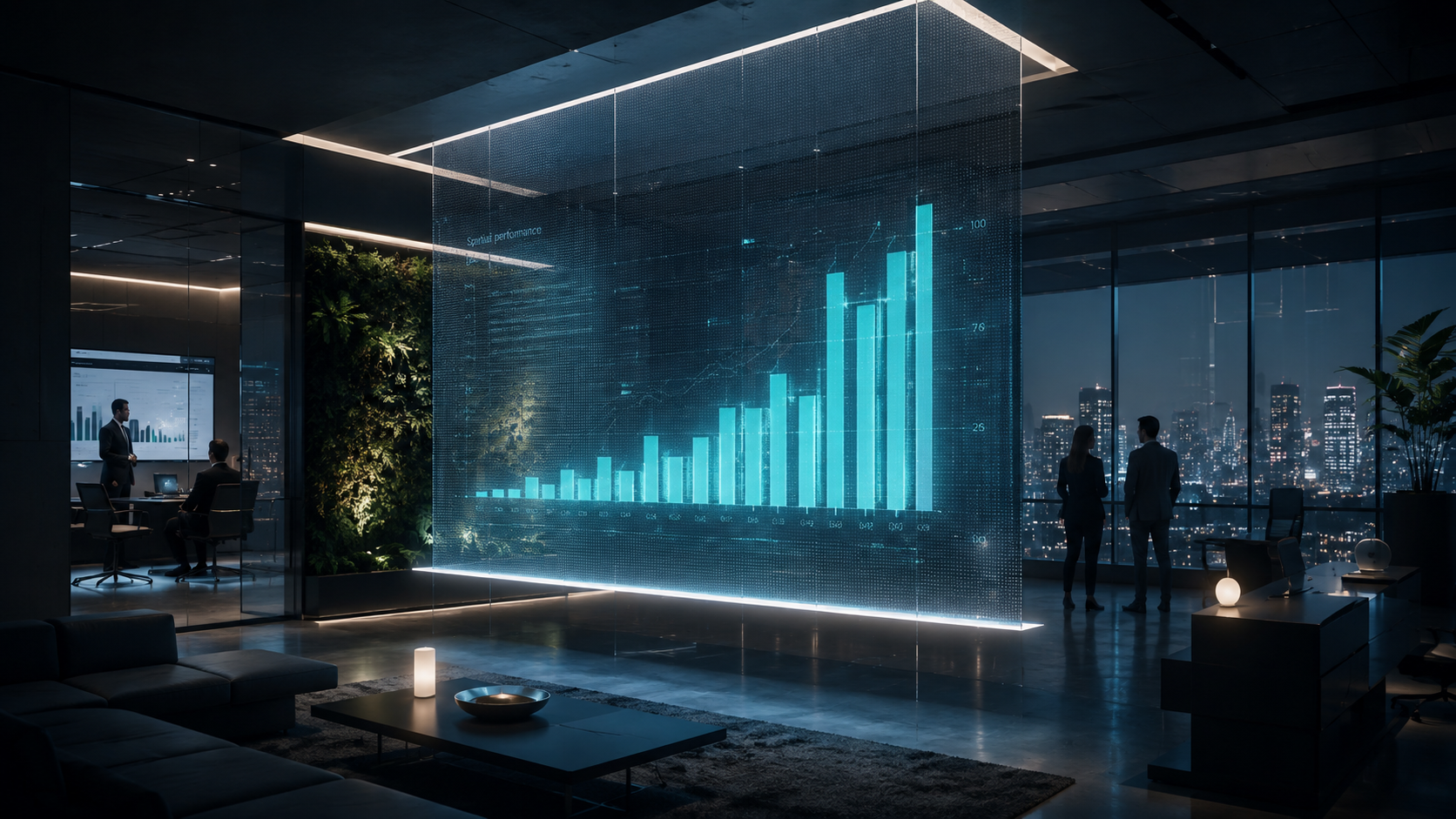 Bar chart spatial analytics concept